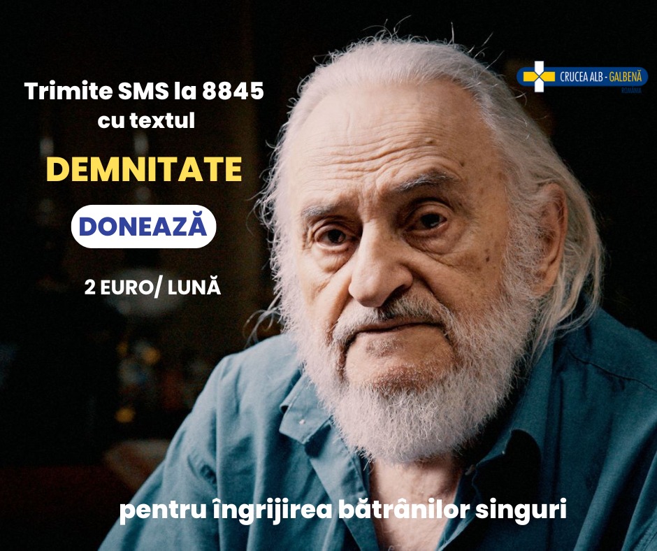 Fundatia Crucea Alb-Galbena a lansat campania de donatie „Eroii din umbra” pentru ingrijirea la domiciliu a batranilor singuri.